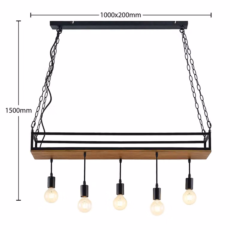 Lampada a sospensione Kirista Lindby, dimmerabile, Nero, Soggiorno / Sala da pranzo, Metallo, Vintage, Lampada a sospensione