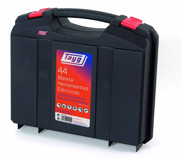 Custodia per utensili elettrici - 43 x 37 x 14 cm - Polipropilene - Nero e rosso - Con inserto interno e vassoio