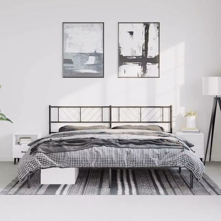 vidaXL Giroletto con Testiera in Metallo Nero L: 187 cm, P: 219 cm, H: 90 cm