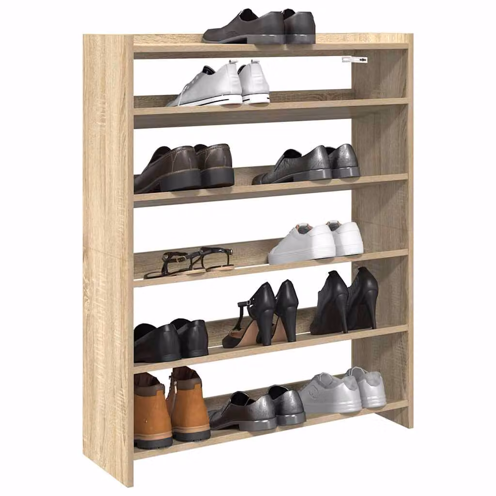 Scarpiera moderna vidaXL in legno color rovere sonoma, sospesa a parete, L 80 x P 25 x H 100 cm