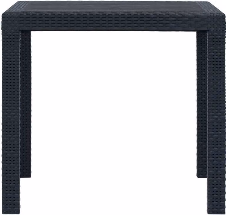 Tavolo da Giardino Antracite 79x79x72 cm Plastica Stile Rattan