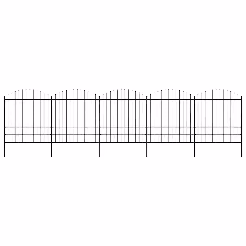 Recinzione da giardino vidaXL con punta a lancia in acciaio nero, L: 838 cm, H: 200 cm