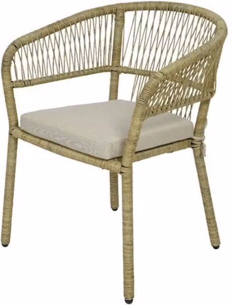 Poltrona Amalfi IPERBRIKO in rattan e metallo, colori nero e beige, ideale per giardino e stile mediterraneo