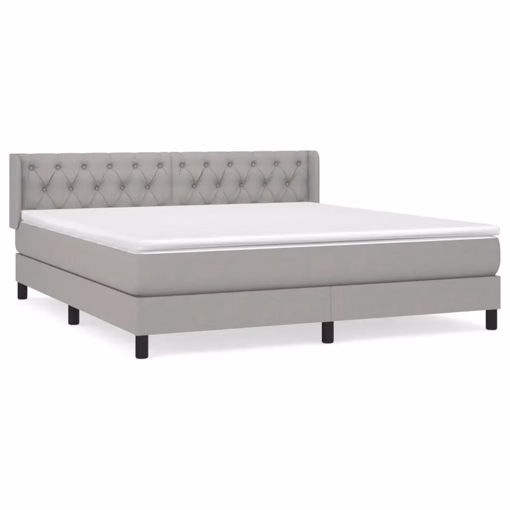 vidaXL Giroletto a Molle con Materasso Ibrido in Tessuto Grigio e Bianco L/P/H: 160 x 200 cm – 2