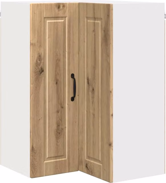 Pensile da cucina angolare PORTO in legno marrone con ante a battente e ripiani interni, design minimalista, L: 80 cm, P: 57 cm, H: 57 cm