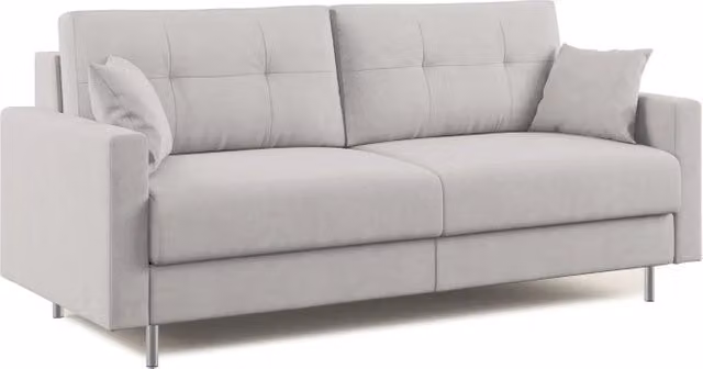Divano letto matrimoniale Megan Divani.Store in microfibra smacchiabile grigio chiaro L: 188 cm, P: 140 cm
