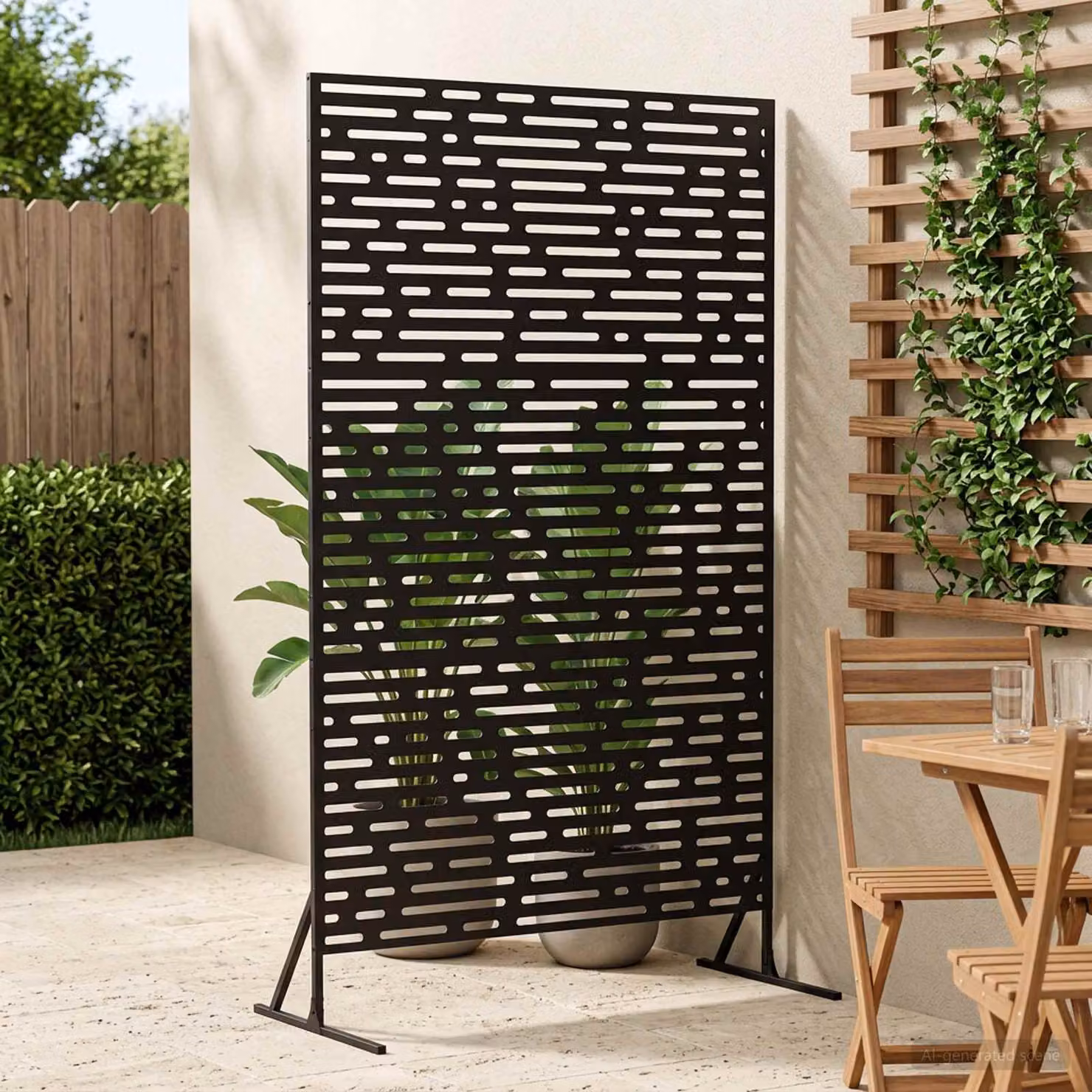 Paravent per Privacy vidaXL in Acciaio Nero, Semi-trasparente, L 100 x P 50 x H 180 cm