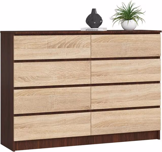 Cassettiera AKORD K140 Wengé 138 cm 8 cassetti inserto frontale Sonoma Quercia 138x40x99 cm