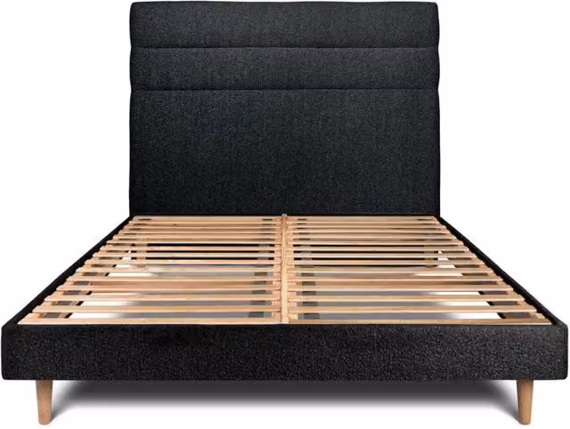 Letto 200x200 cm con testiera in linea - tessuto bouclé