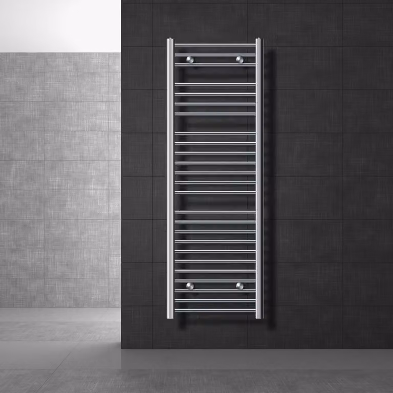 LuxeBath radiatore bagno Sahara, 500x1500 mm, cromo, curvo con attacco laterale, senza elemento riscaldante