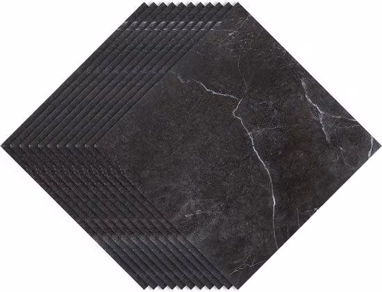 Set di laminati in PVC autoadesivi (66 pezzi, 6 m²), impermeabili e resistenti agli strappi, ideali per cucina, soggiorno e balcone, effetto marmo nero, 30 x 30 cm