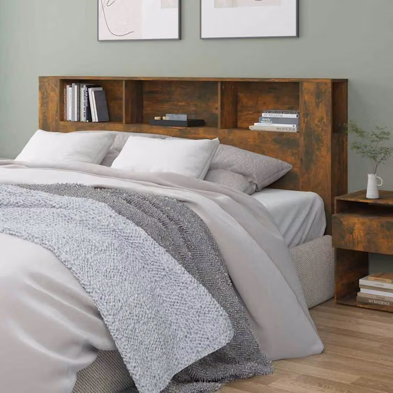 Testiera con Contenitore vidaXL in Rovere Fumo, L 200 x P 18,5 x H 104,5 cm
