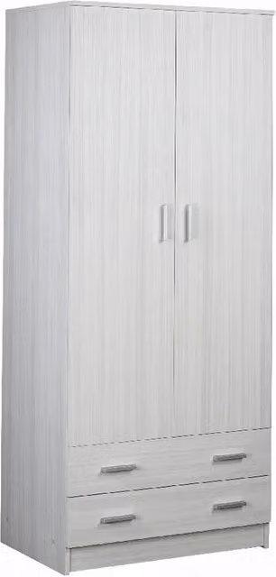 Armadio mobile 2 ante con 2 cassetti 77x52x182H cm in kit di montaggio colore Eucalipto