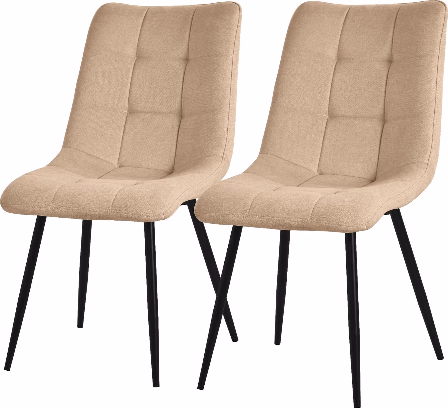ML-Design set di 2 sedie per sala da pranzo marrone chiaro, sedie da soggiorno con rivestimento in tessuto e gambe in metallo, sedie da cucina con schienale