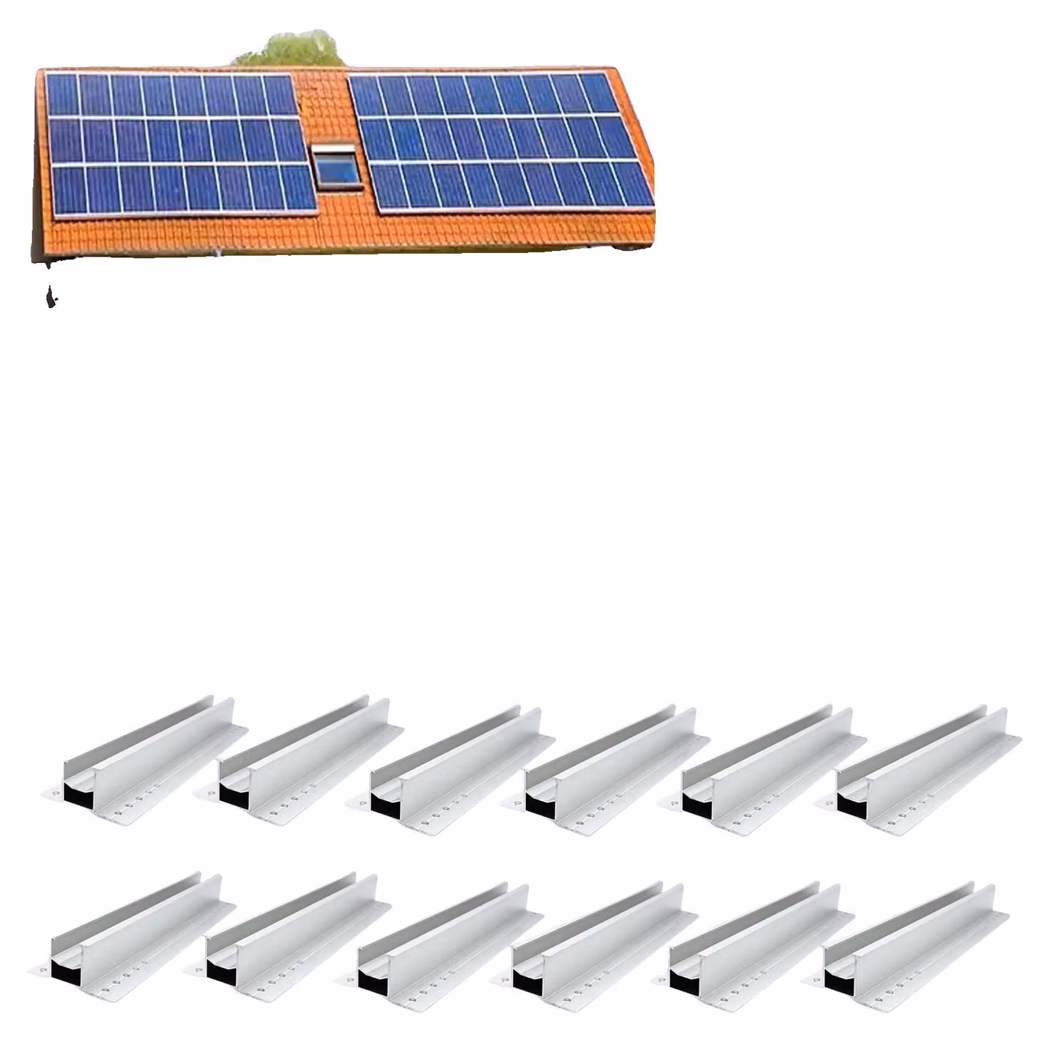 Supporti di montaggio per pannelli solari, struttura in alluminio, installazione semplice, per 5 moduli fotovoltaici