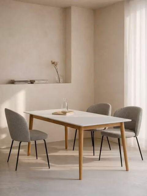 Tavolo da pranzo allungabile Brent Kenay Home bianco e legno naturale 160 cm
