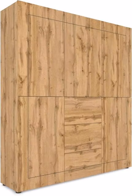 Credenza Alta 5 Ante e 3 Cassetti 150x35x165 cm Elios Quercia Natura