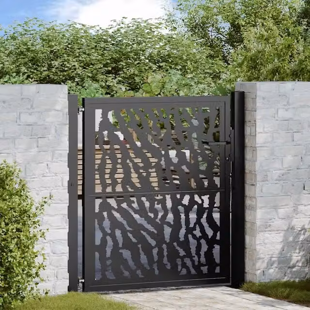 Cancello singolo da giardino vidaXL in acciaio nero con design a traliccio L: 110 cm, H: 106 cm, P: 10 cm