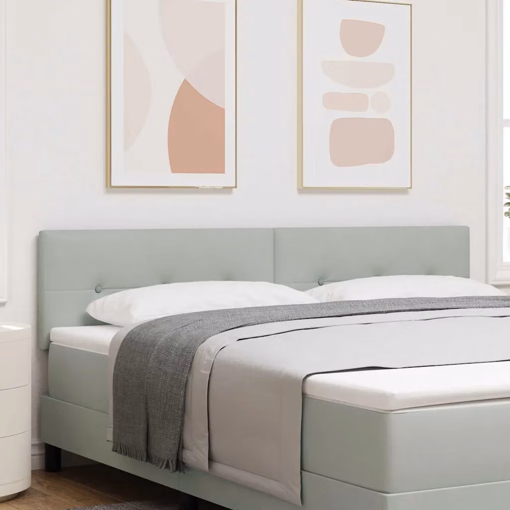 Testiera per letto con illuminazione LED vidaXL in velluto grigio chiaro, Larghezza: 180 cm