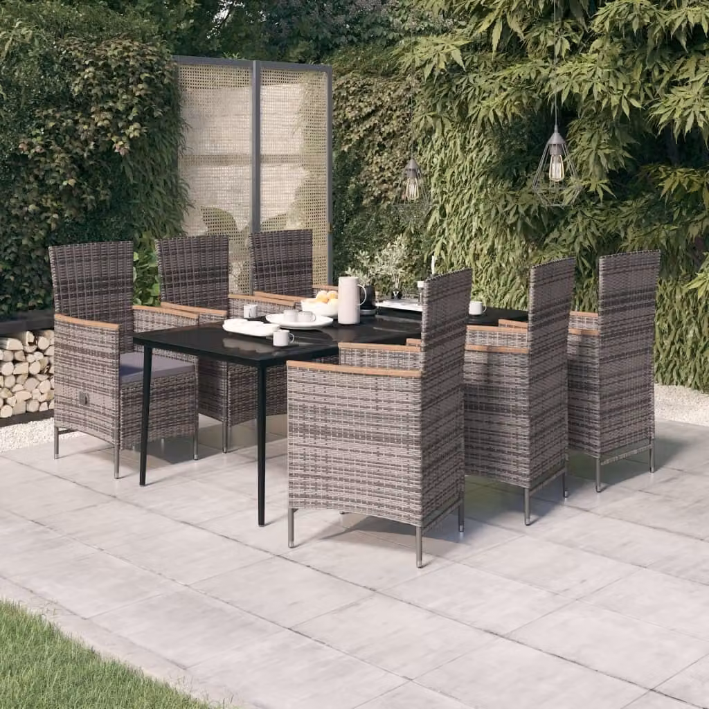 Maison Exclusive - Set da pranzo da giardino da 7 pezzi con cuscini, grigio