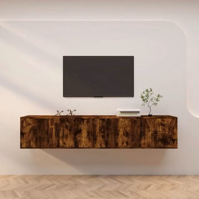 Mobili Porta TV a Parete 2 pz-Set di 2 Credenza per TV sospesa Rovere Fumo 100x34,5x40 cm