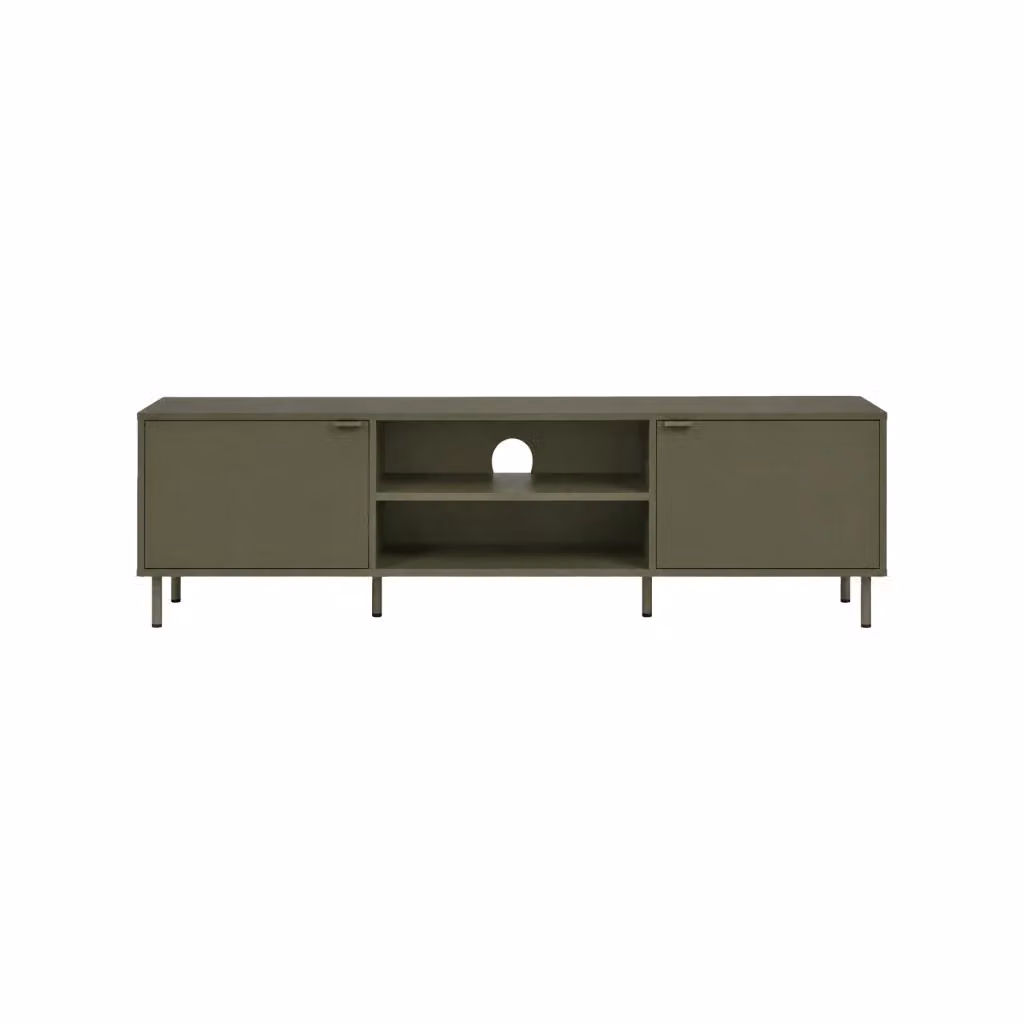 Mobile TV moderno SWEEEK in legno e metallo verde kaki L: 160 cm, P: 40 cm, H: 45 cm – 2