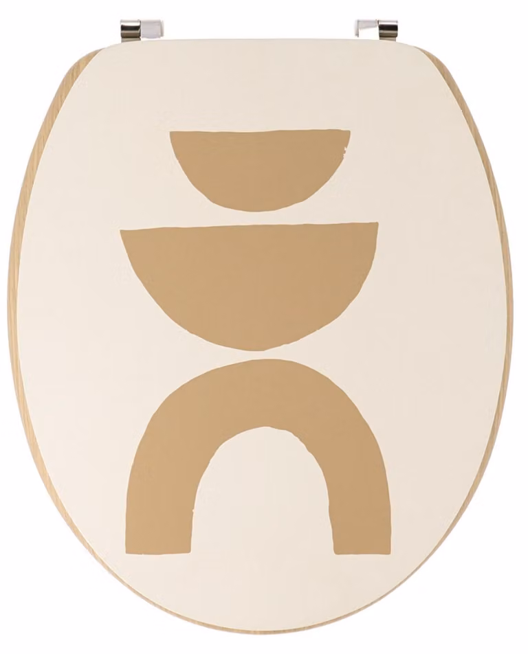 TENDANCE: Sedile per WC, copriwater, sedile per toilette, 37 x 46 cm, beige, marrone. Copriwater per bagno