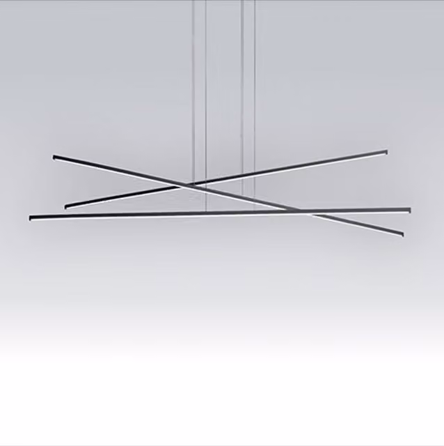 Linea Light Straight Sospensione LED Moderna in Alluminio Nero con Luce Up/Down Regolabile