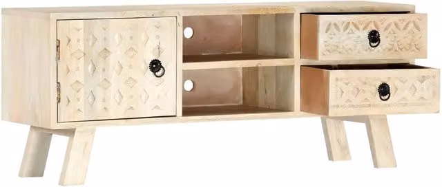 Mobile Porta TV vidaXL in Legno di Mango Beige L: 110 cm, P: 30 cm, H: 44 cm