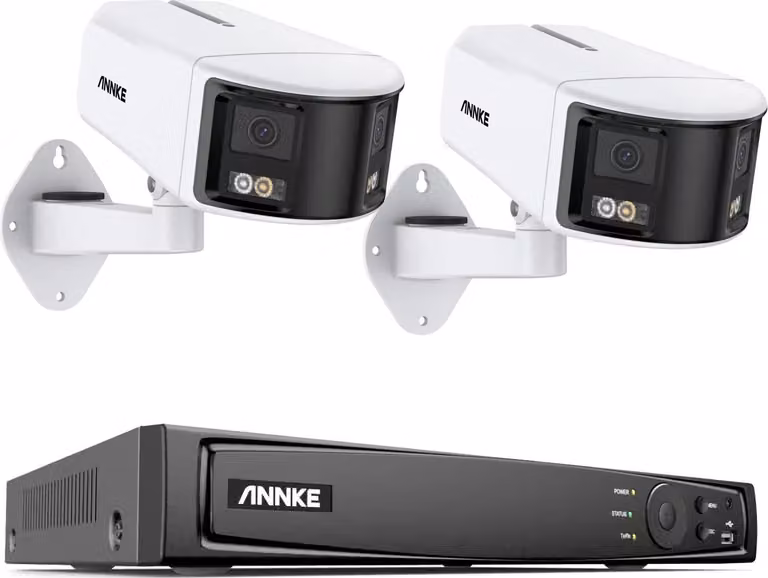 Telecamera di sicurezza, risoluzione 8MP, vista panoramica a 180°, compressione H265+, 2pcs 6MP camera-a, 1T