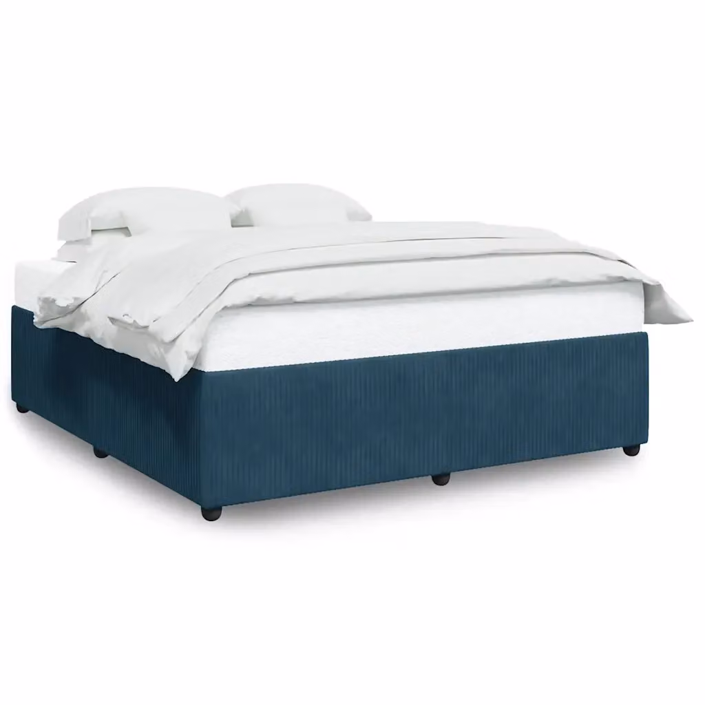 vidaXL Giroletto in Velluto Blu con Listelli in Legno 200x200 cm – 2