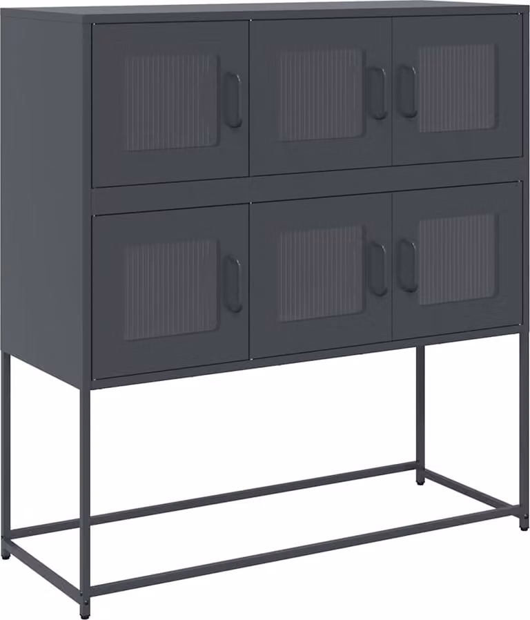 Credenza Antracite 100,5x39x107 cm in Acciaio Laminato a Freddo