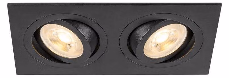 SLV NEW TRIA 155, plafoniera da incasso, quadrata, 2 x GU10, due lampadine, nero 1008510