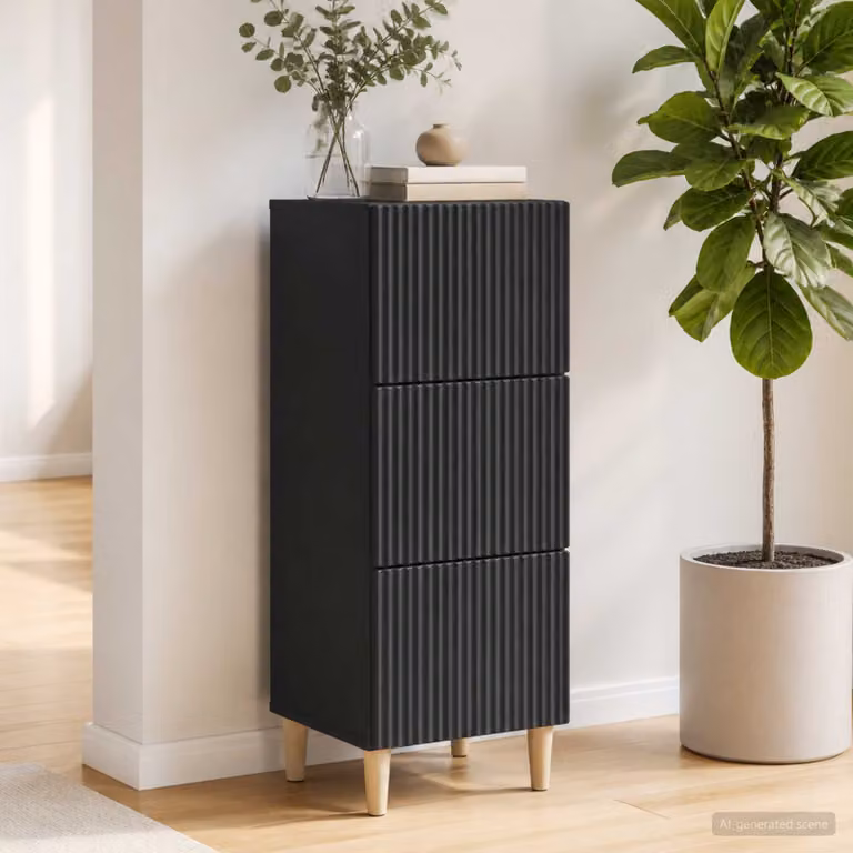 Carrello mobile con cassetti vidaXL in legno ingegnerizzato nero L: 33 cm, P: 34,5 cm, H: 90 cm