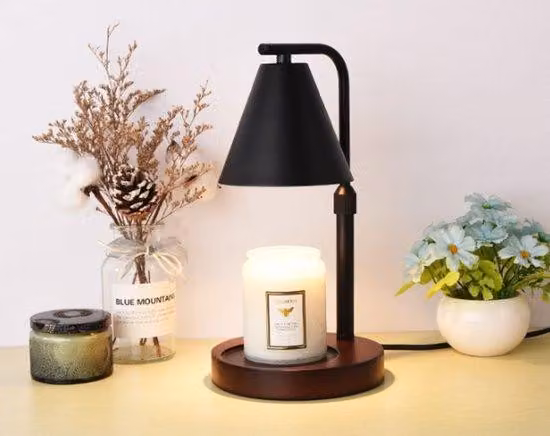 Lampada in metallo nero per candele profumate, dimmerabile, candele non incluse, altezza regolabile