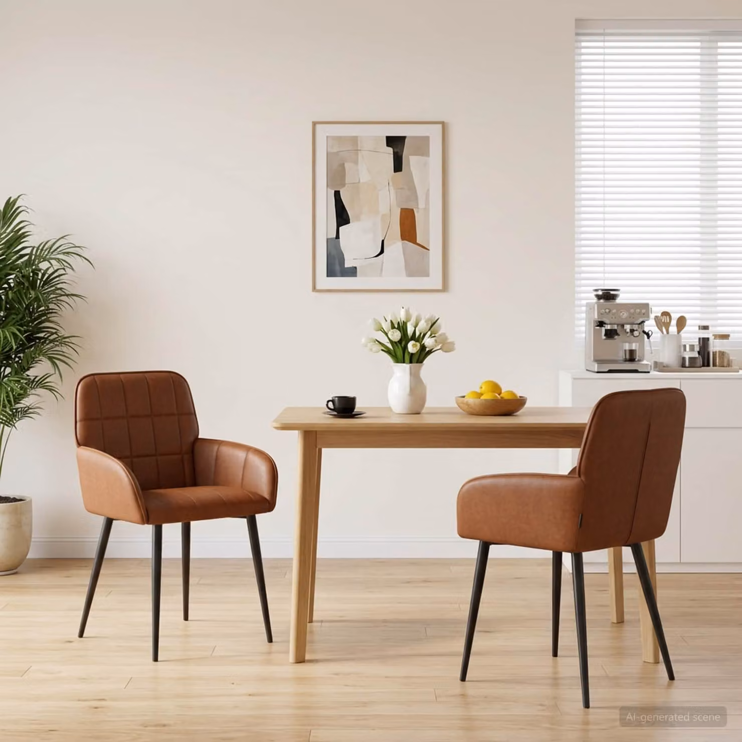 Set di 2 sedie da pranzo vidaXL in similpelle marrone, design moderno per cucina e sala da pranzo, L: 56.5 cm, P: 50 cm, H: 85 cm