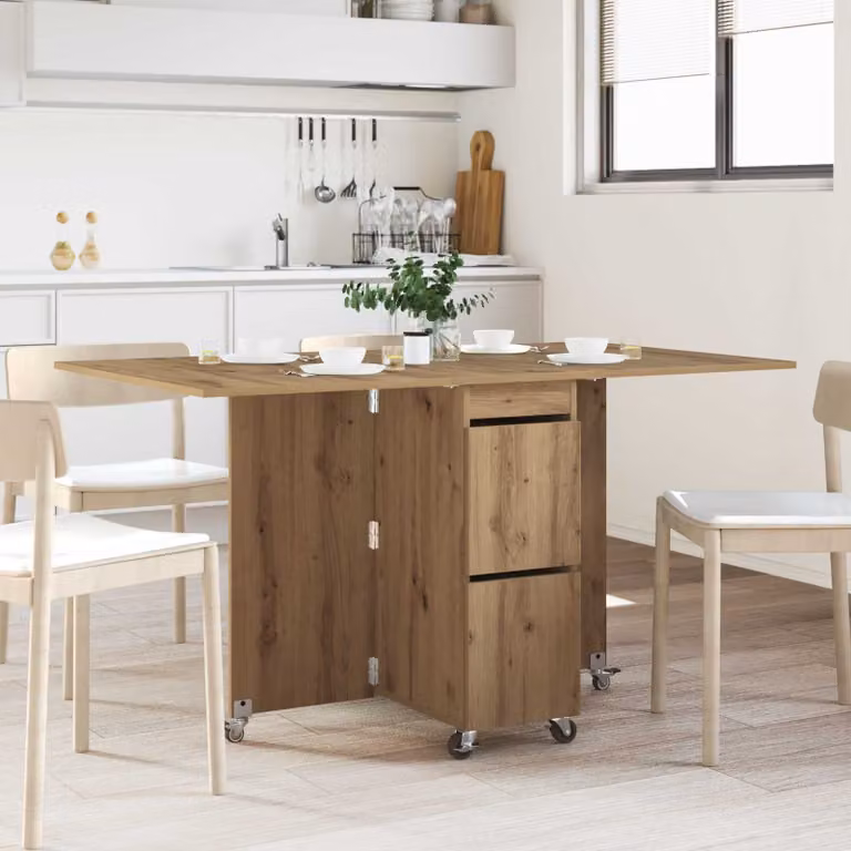 vidaXL Tavolo da pranzo moderno rettangolare in legno ingegnerizzato marrone L: 140 cm, P: 80 cm, H: 77 cm