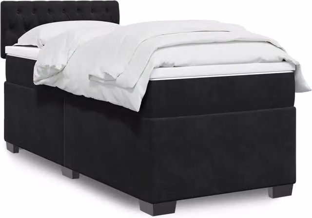 Giroletto a Molle con Materasso Nero 100x200 cm in Velluto 3286242
