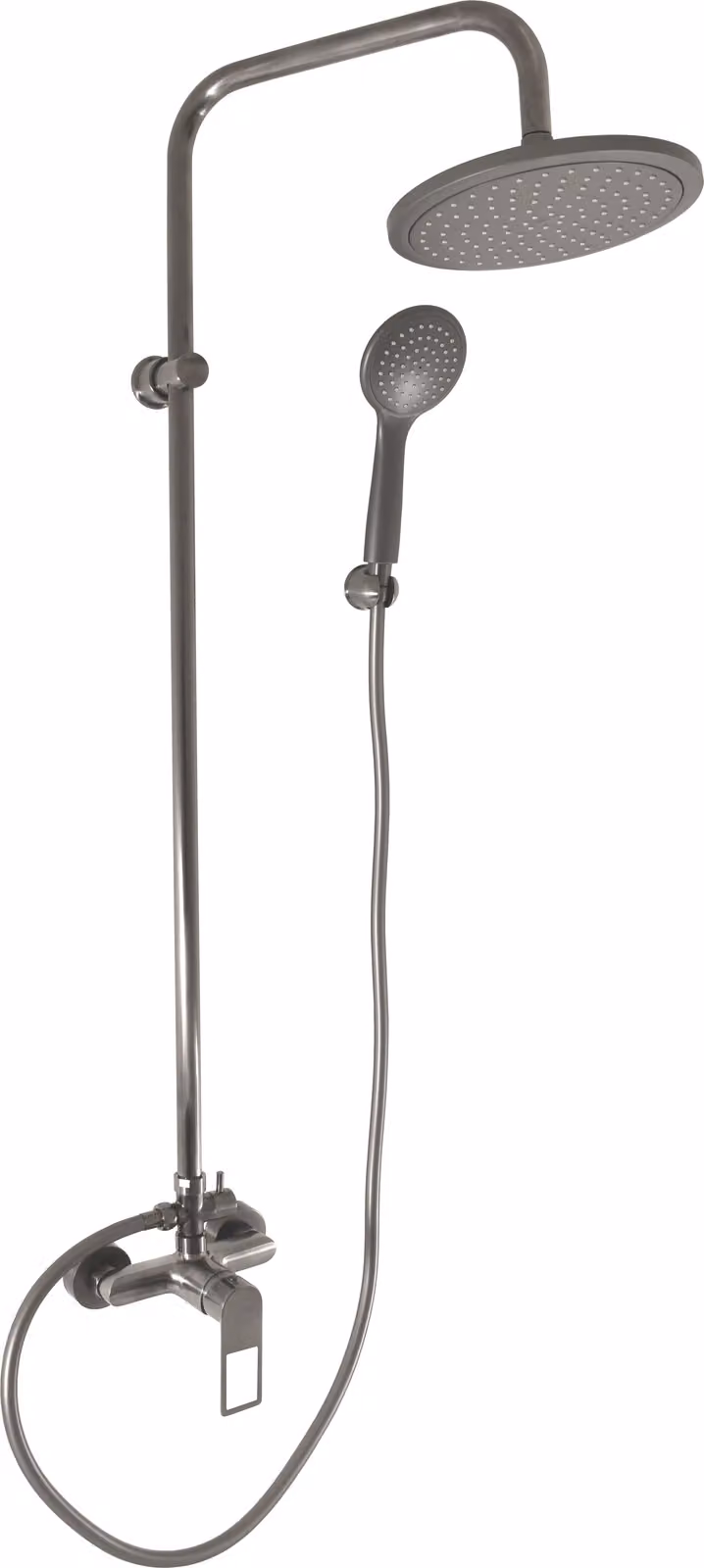 Slezák-RAV Rubinetto con soffione e doccetta NIL - grigio metallo spazzolato, Colore: GRIGIO METALLO - spazzolato , Finitura superficiale: PVD, Dimensione: 150 mm