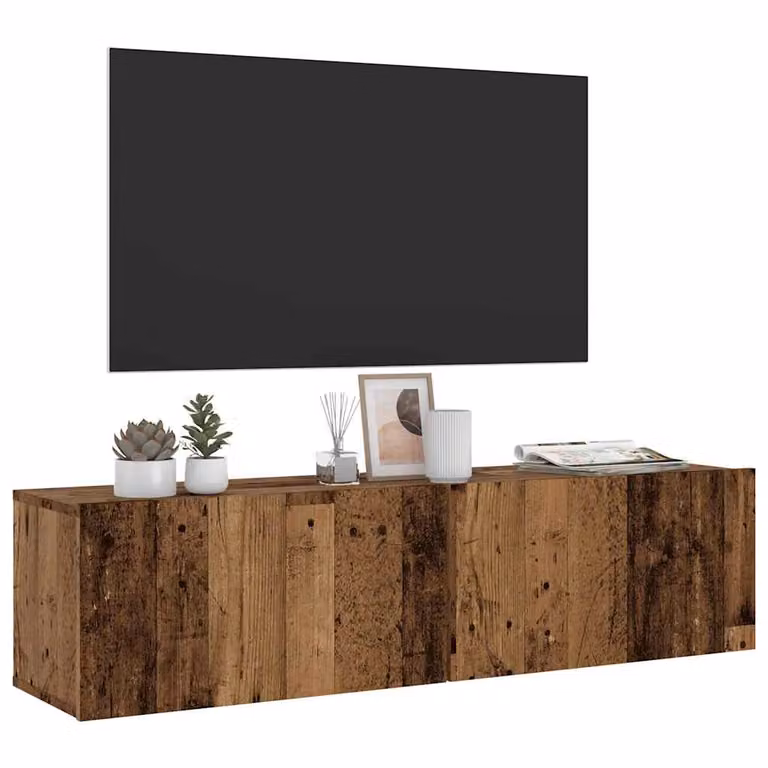 Mobile TV da parete vidaXL in legno antico marrone L 120 x P 30 x H 30 cm