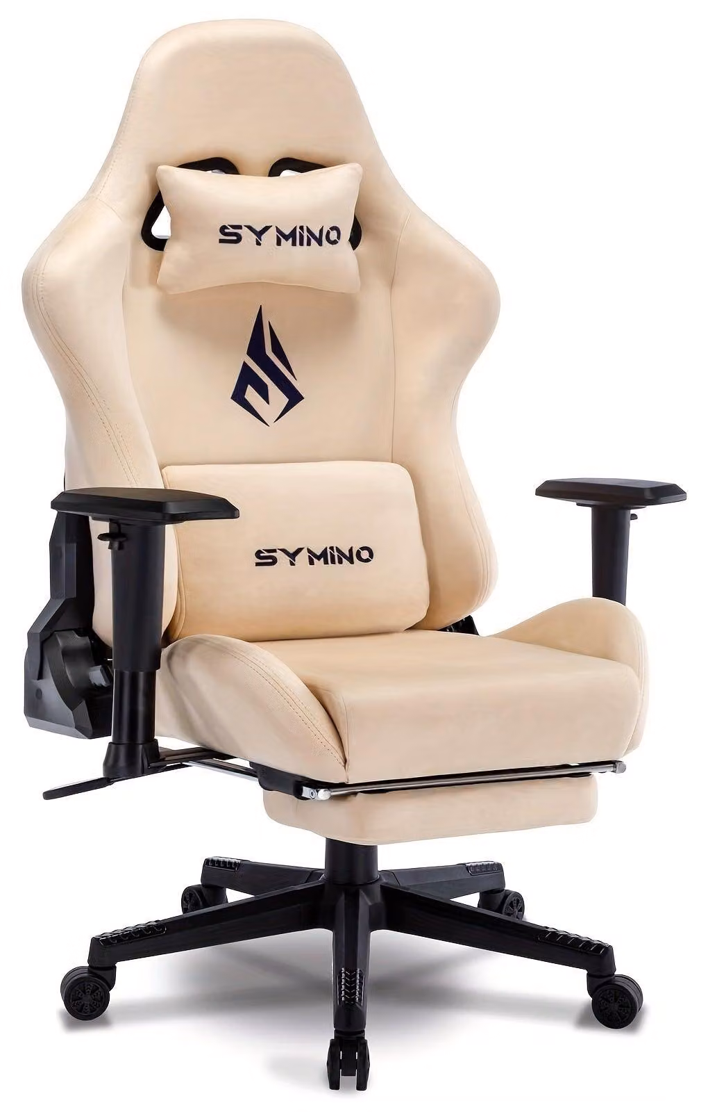 Sedia da ufficio – Comoda sedia da gaming color crema, realizzata con tessuto resistente e dotata di braccioli