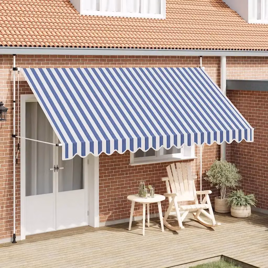 Tenda da sole retrattile manuale DESIGN IN a strisce blu e bianche, L: 400 cm, P: 120 cm – 2