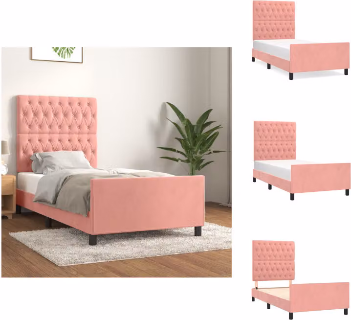 vidaXL Letto con testiera in velluto rosa 90x190 cm - Letti & Reti