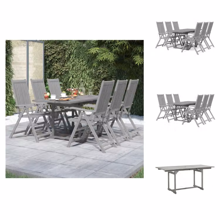 vidaXL Set da pranzo da giardino 7 pezzi in legno massiccio di acacia - Set di mobili da giardino