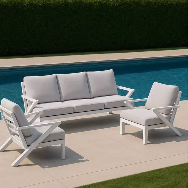 SET SALOTTO NAOS ALLUMINIO BIANCO