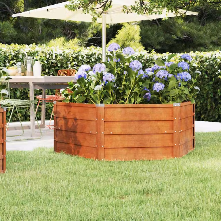 Letto rialzato da giardino vidaXL in acciaio Corten color marrone L: 129 cm, P: 129 cm, H: 45 cm
