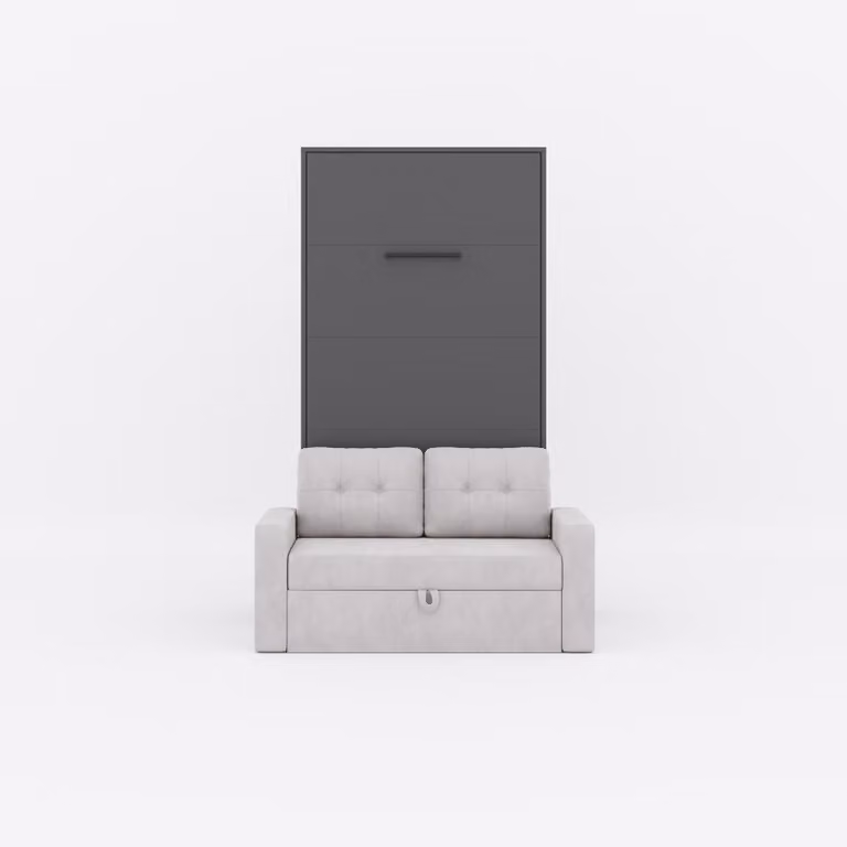 Letto a scomparsa M3 (profondità 55 cm) verticale 100x200 incl. divano grigio sabbia Antracite
