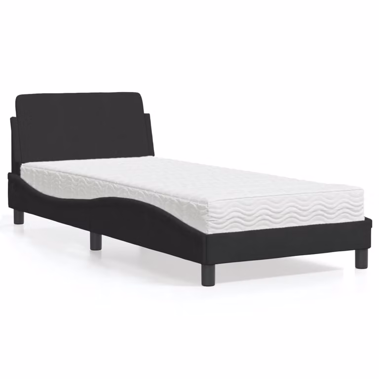 Letto con Materasso Dover vidaXL in Velluto Nero 90x200 cm