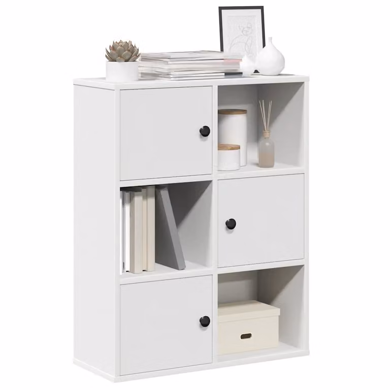 Libreria moderna vidaXL bianca in legno e MDF da appendere a parete L: 60 cm, P: 24 cm, H: 76,5 cm