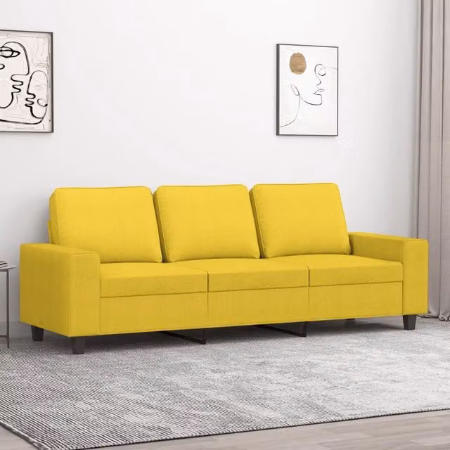 Divano a 3 Posti-Sofa 3 Posti Giallo Chiaro 180 cm in Tessuto 982460
